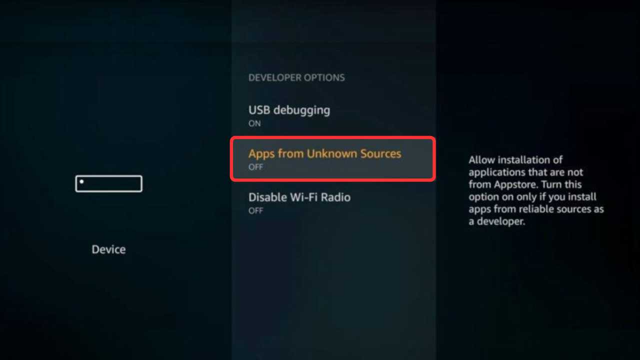 Como instalar o PPCine no Fire TV Stick? (Guia Completo) 2 Ativar fontes desconhecidas